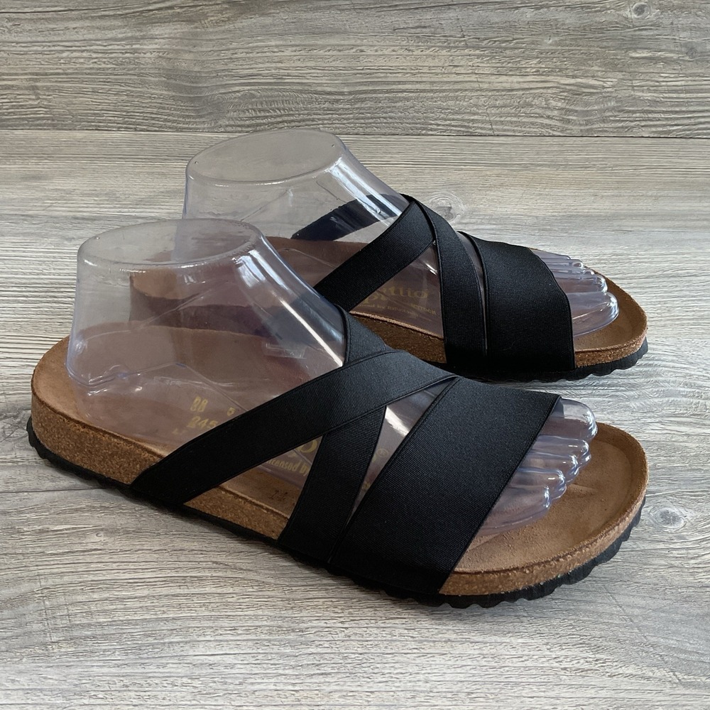 Birkenstock Papillio Linnea Flex Black Strappy Sandals Womens Size 38 7 Narrow
